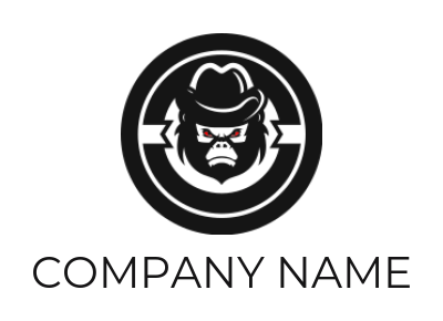 animal logo icon gorilla with cap in circle