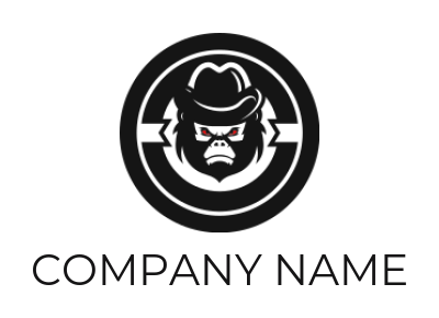 animal logo icon gorilla with cap in circle