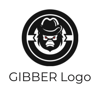 animal logo icon gorilla with cap in circle