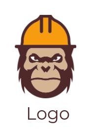 gorilla wearing hat in a construction design