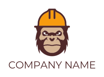 animal logo gorilla face with construction hat