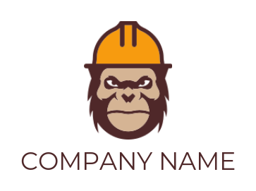 gorilla wearing hat in a construction logo design