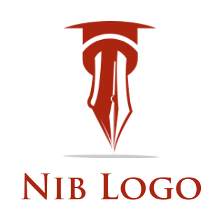 education logo icon graduation cap on pen nib - logodesign.net