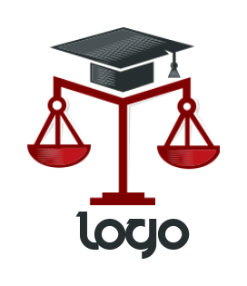 attorney logo of graduation hat on legal scale
