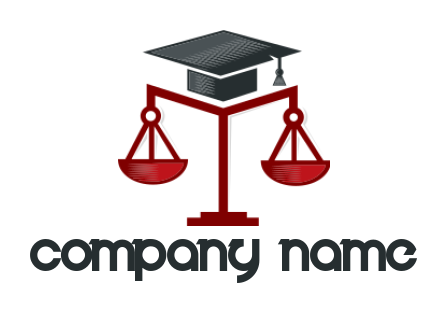 attorney logo of graduation hat on legal scale