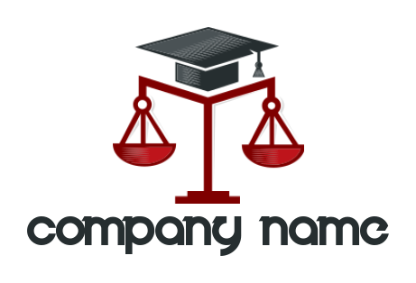attorney logo of graduation hat on legal scale
