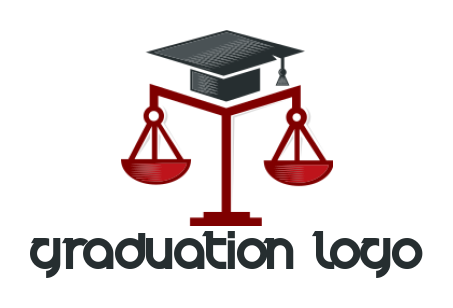 attorney logo of graduation hat on legal scale