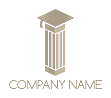 lawyer logo design graduation hat on column  