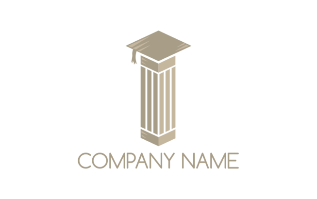 lawyer logo design graduation hat on column  