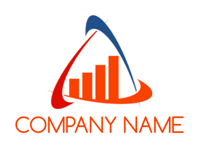 Accounting logo graph bars in triangle swooshes