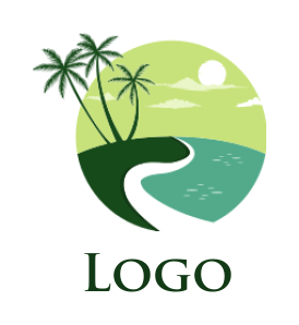 make a travel logo illustration grass and water