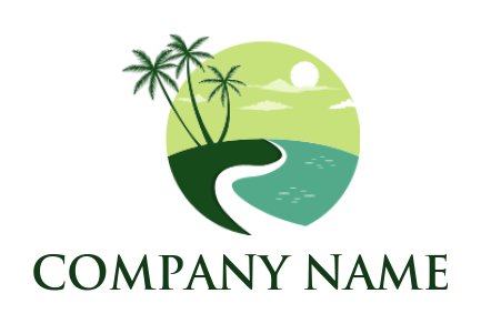 make a travel logo illustration grass and water