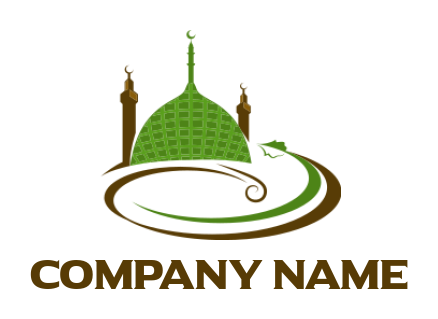 create a religious logo green mosque in swoosh