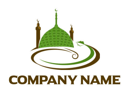 religious logo maker green Muslim mosque in swoosh - logodesign.net