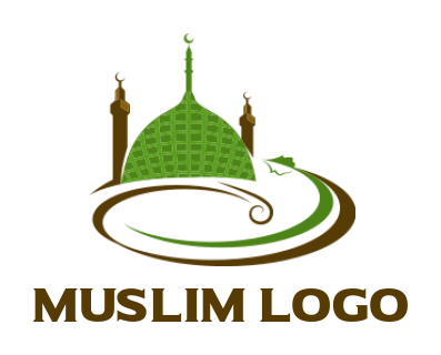create a religious logo green mosque in swoosh