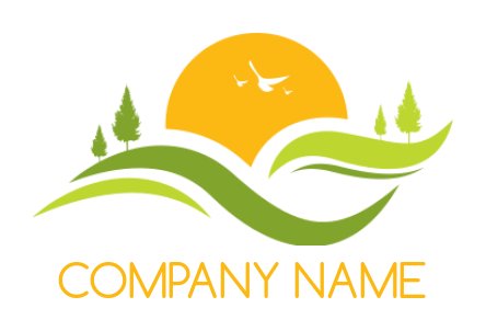 landscape logo online green swooshes and sun - logodesign.net