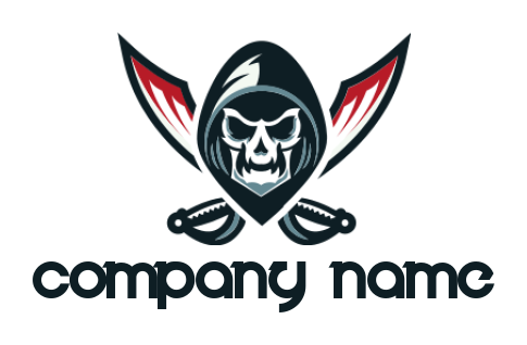 games logo icon grim reaper skull with pirate swords in game 