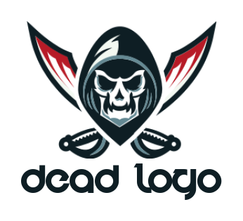 games logo icon grim reaper skull with pirate swords in game 