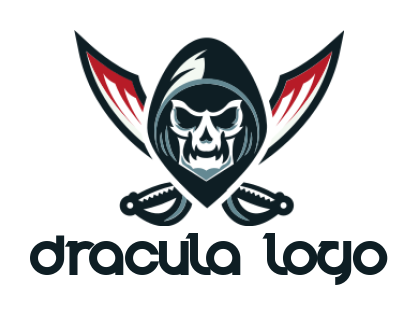 games logo icon grim reaper skull with pirate swords in game 