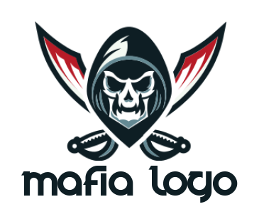 games logo icon grim reaper skull with pirate swords in game 