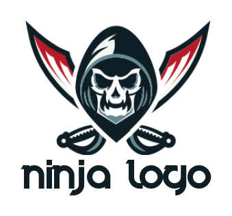 games logo icon grim reaper skull with pirate swords in game 