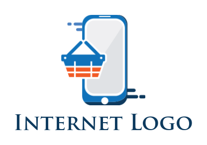trading logo grocery basket with phone