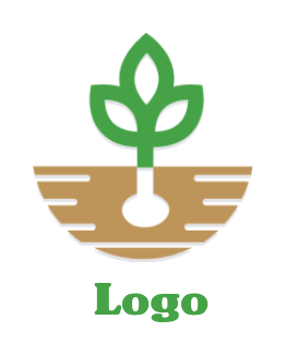 landscaping logo plant leaves growing bulb root