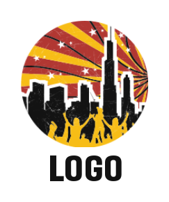 Entertainment logo people dancing in buildings