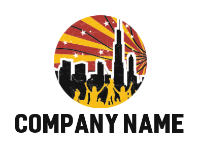 Entertainment logo people dancing in buildings