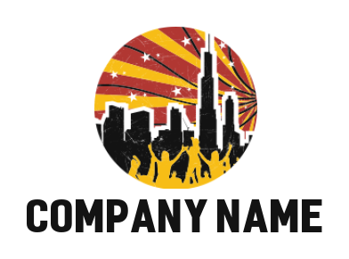 Entertainment logo people dancing in buildings