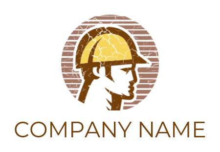grunge effect handyman wearing construction helmet logo