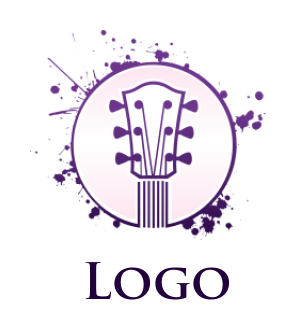 ]make a guitar head in circle with color splashes