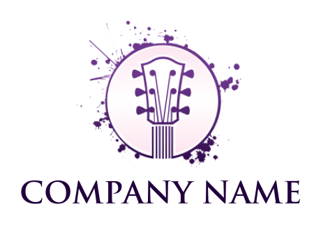 ]make a guitar head in circle with color splashes