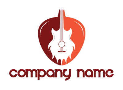 guitar inside the guitar pick with fire in it logo generator