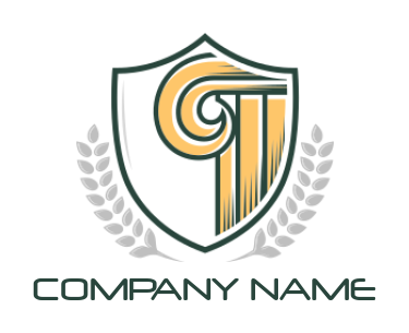 law firm logo column inside shield laurel wreath