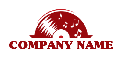 music logo half disk with music notes in space 