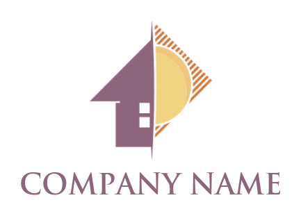construction logo half house and sun combined