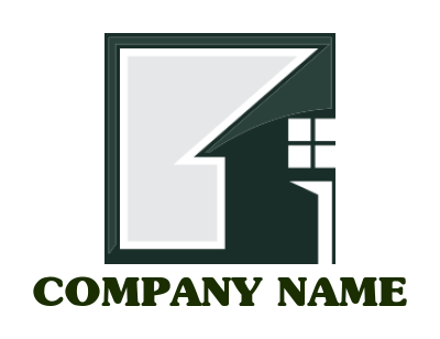 construction logo half house inside the square