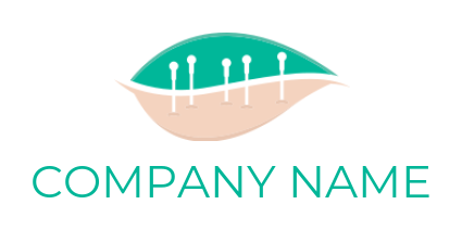 half leaf and body with acupuncture needles logo generator