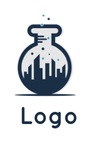 real estate logo microscope with cityscape