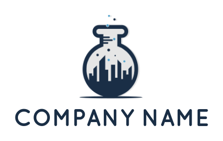 real estate logo microscope with cityscape