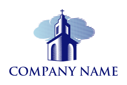 religious logo online half shadow church with clouds - logodesign.net