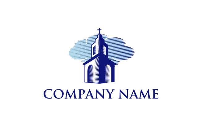 religious logo online half shadow church with clouds - logodesign.net
