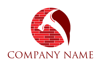 hammer and bricks in circle logo design