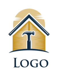 construction logo hammer in abstract house