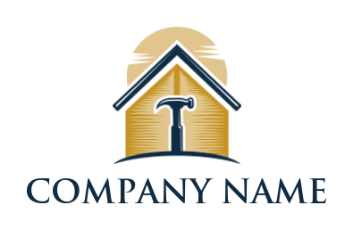 construction logo hammer in abstract house