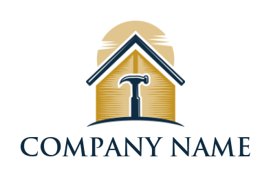 design a construction logo hammer in abstract house - logodesign.net