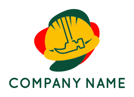 handyman logo hammer in construction helmet 
