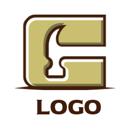 Create a Letter G logo hammer inside letter G 