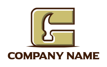 Create a Letter G logo hammer inside letter G 